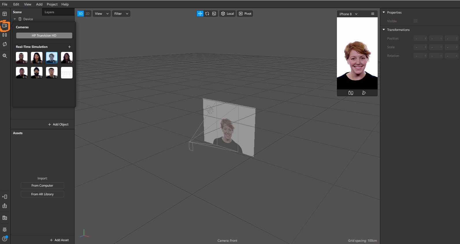 Скриншот программы Spark AR Studio