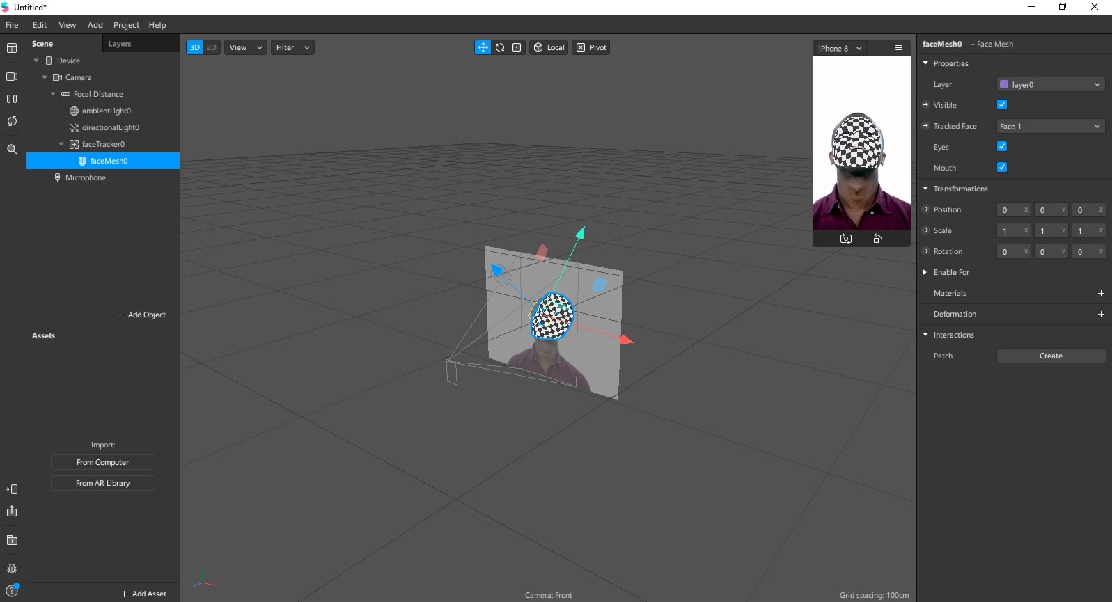 Скриншот программы Spark AR Studio
