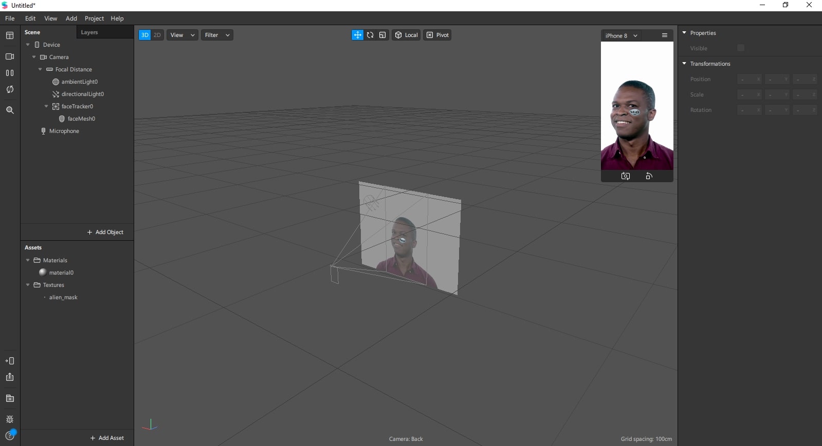Скриншот программы Spark AR Studio
