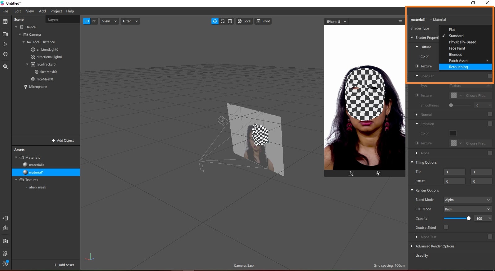 Скриншот программы Spark AR Studio